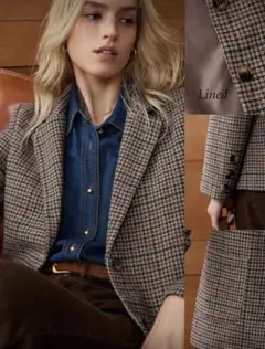 新品　テーラードチェックジャケット　コート　M