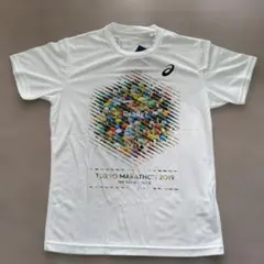 ASICS アシックス 2019年東京マラソン 白色 Tシャツ/サイズ：M