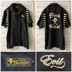 RUDE GALLERYBlack Rebelボーリングシャツ RUDE GALLERYルードギャラリー ボーリングシャツ レーヨン刺繍 黒 M