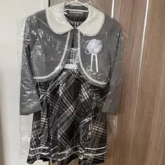 入学式子供DECORA PINKY'S グレー チェック ワンピース 130cm