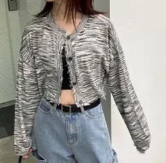 【Snap club】 2WAYメランジクロップドカーディガン