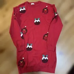 ☆中古　NEXT クリスマスデザイン　ニット　チュニック ワンピース　１２０☆