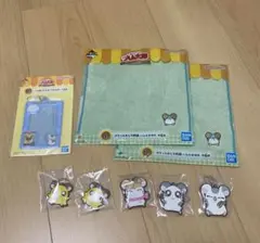 新品 ハム太郎 くじ ハンカチ ラバーストラップ カードホルダー ちび丸 かぶる