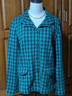 《BEPRECIOUS》ターコイズ黒ハウンドトゥーステーラードジャケット