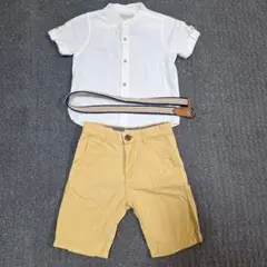 ZALA　BOY 白シャツと黄色ショートパンツセット、フォーマル