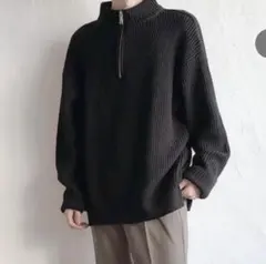 Loose/ルース ルーズハーフジップニット ブラック