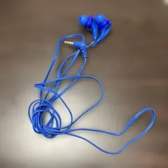 青 有線イヤホン 3.5mmジャック