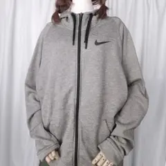 Mサイズ NIKE ナイキ ジップアップパーカー グレー系 裏起毛 古着