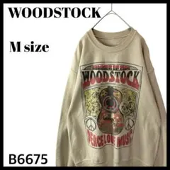 古着 ウッドストック 音楽フェス スウェット トレーナー ベージュ メンズ M