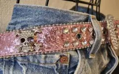 ⭐︎激レア⭐︎ 【美品】 d.i.a.　ゴールドカラー結晶バックルベルト 平成ギャル d.i.a 結晶ベルトギャルベルト チェーン付きベルト Y2K平成ギャル