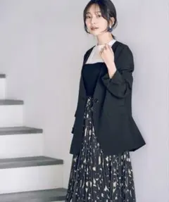 VIS 【洗える・接触冷感】美easyノーカラーVネックジャケットのサムネイル