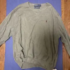 ポロ Vネックニット オリーブグリーン