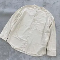 UNIQLO ユニクロ ノーカラー長袖シャツ アイボリー L