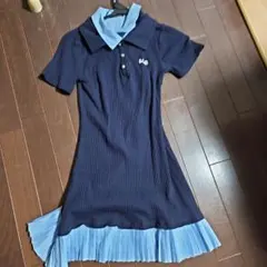 ANDGEBEE(村瀬紗英)ネイビー/水色 ポロシャツスタイル ミニワンピース