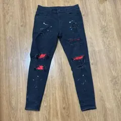 ダメージ加工 ブラックデニムパンツ