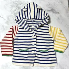 【美品】baby Gap くま耳 ニットカーディガン ボーダー 12〜18ヶ月