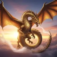 ゴールドのドラゴンのデジタルアートポスターa4額付き発送 - メルカリ