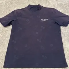 BEAMS GOLF 半袖　モックネック　メンズ　サイズL 総柄　ロゴ　刺繍のサムネイル