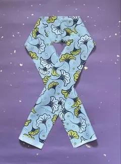 半衿サイズハギレ｜レトロ扇柄 水色×イエロー｜モダン和柄 HE027