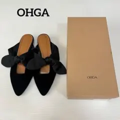 OHGA オーガ ベロアリボンミュール Sサイズ OHGA9 ブラック