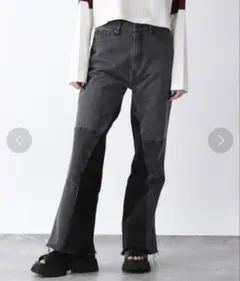 JEANASIS ジーナシス　パッチワークフレアデニムパンツ