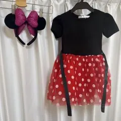 ミニーちゃん　ドレス 120サイズ　カチューシャセット