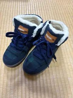moz ネイビー グリーンチェック ハイカットスニーカーのサムネイル