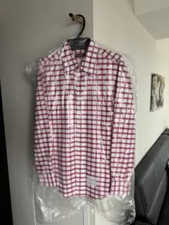 (美品)D-answer 赤と白のチェック柄シャツ 48