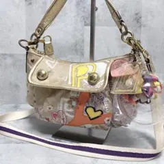 COACH POPPY 2way Shoulder Bag Charm Gold