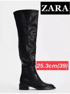ZARA/ニーハイブーツ/黒/25.3cm (39)