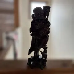 中国美術/ 唐木彫細工彫り『唐子寿老人立像 桃仙人』 置物 高41.5m 中国美術/ 唐木彫細工彫り『唐子寿老人立像 桃仙人』 置物 高41.5m