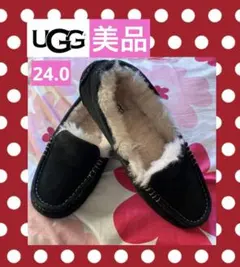 美品　アグ　UGG モカシン アンスレー　24cm US7 ブラック　黒