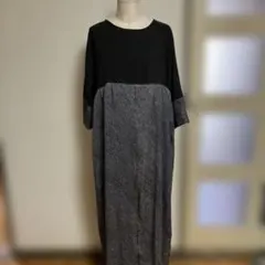 着物リメイク　丈はお好みで　絞りと黒喪服からタックロングワンピースのサムネイル