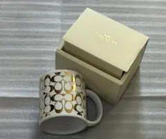 新品未使用 COACH ゴールドロゴ マグカップ BOX付き