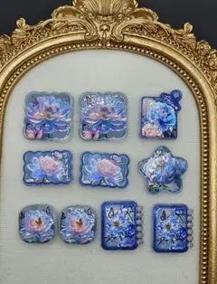 夜光様々な花ビーズ/蓄光カスタムボールペン対応ビーズ薔薇牡丹椿菊蓮青水色オーロラ