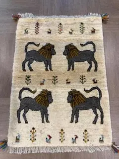 ギャッベ89x64cm ペルシャ絨毯 手織り ギャベ 玄関マットラグ 絨毯