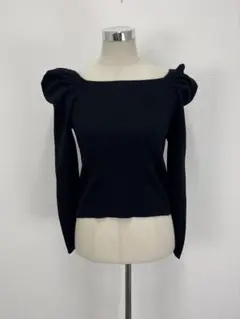 GRL ブラック系　スクエアネック　長袖ニットカットソーM【中古】E59