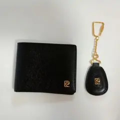 Pierre Cardin 黒 レザー 二つ折り財布　キーホルダーセットのサムネイル