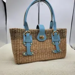 美品】rafe newyork かごバッグ トートバッグ ブルー×ブラウン - メルカリ