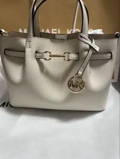 マイケルコース☆新品☆ REED レザー2wayバッグ/ラージ クリーム白 