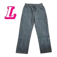 ★センターシーム カジュアルパンツ L チャコールグレー テーパード 綿100
