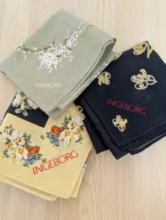 未使用 ☆ヴィンテージINGEBORG ハンカチ ３枚セット