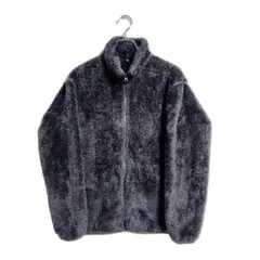美品 ユニクロ フリースジャケット グレー もこもこ M 防寒 軽 羽織り 秋冬