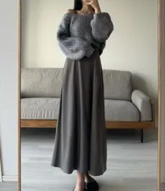 グレー フレアロングスカート