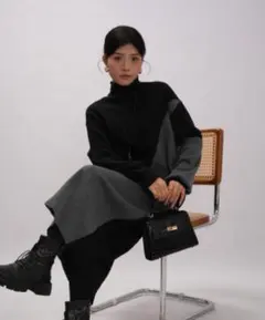 ブラック/グレー ニットセットアップ