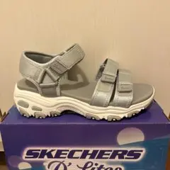 【虹様専用】スケッチャーズスポーツサンダル１回のみの美品 グレーホワイト白 厚底
