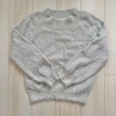 インデックス　ライトグレー ファー風ニット