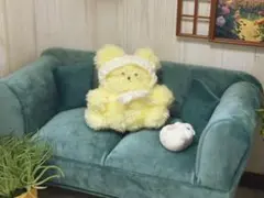 おまめくまちゃん　ふわふわかすたーど　ぬいぐるみ