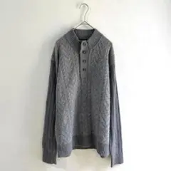 3289【マックレガー】ニット　プルオーバー　ハーフボタン　グレー　Ｌ　グレー