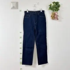 GU  ハイウエストセミワイドジーンズ　ネイビー　　M